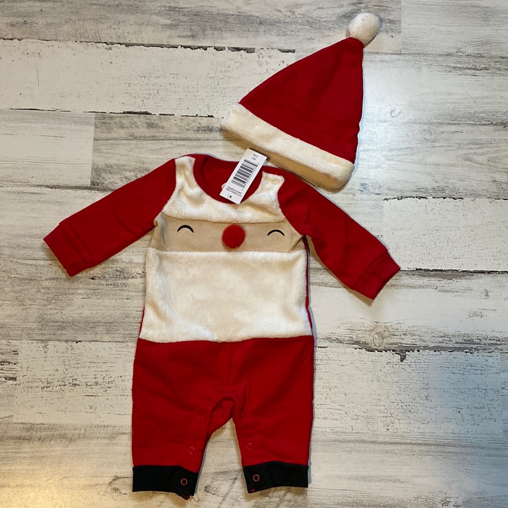 Baby Christmas Santa Romper Size 0-3 Months NEW